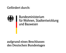 Gefördert durch das Bundesministerium für Wohnen, Stadtentwicklung und Bauwesen aufgrund eines Beschlusses des Deutschen Bundestages